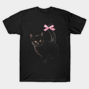 Cat with bow, coquette clothing, 90s Style T-Shirt, Pinterest Aesthetic Clothing, Cat lover T-Shirt